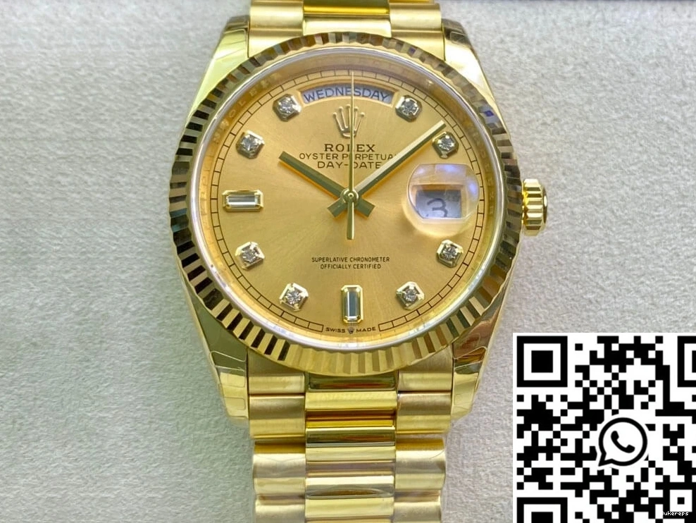 Day-Date Champagne Yellow Dial Factory M128238-0008 EW Gold Rolex 0130